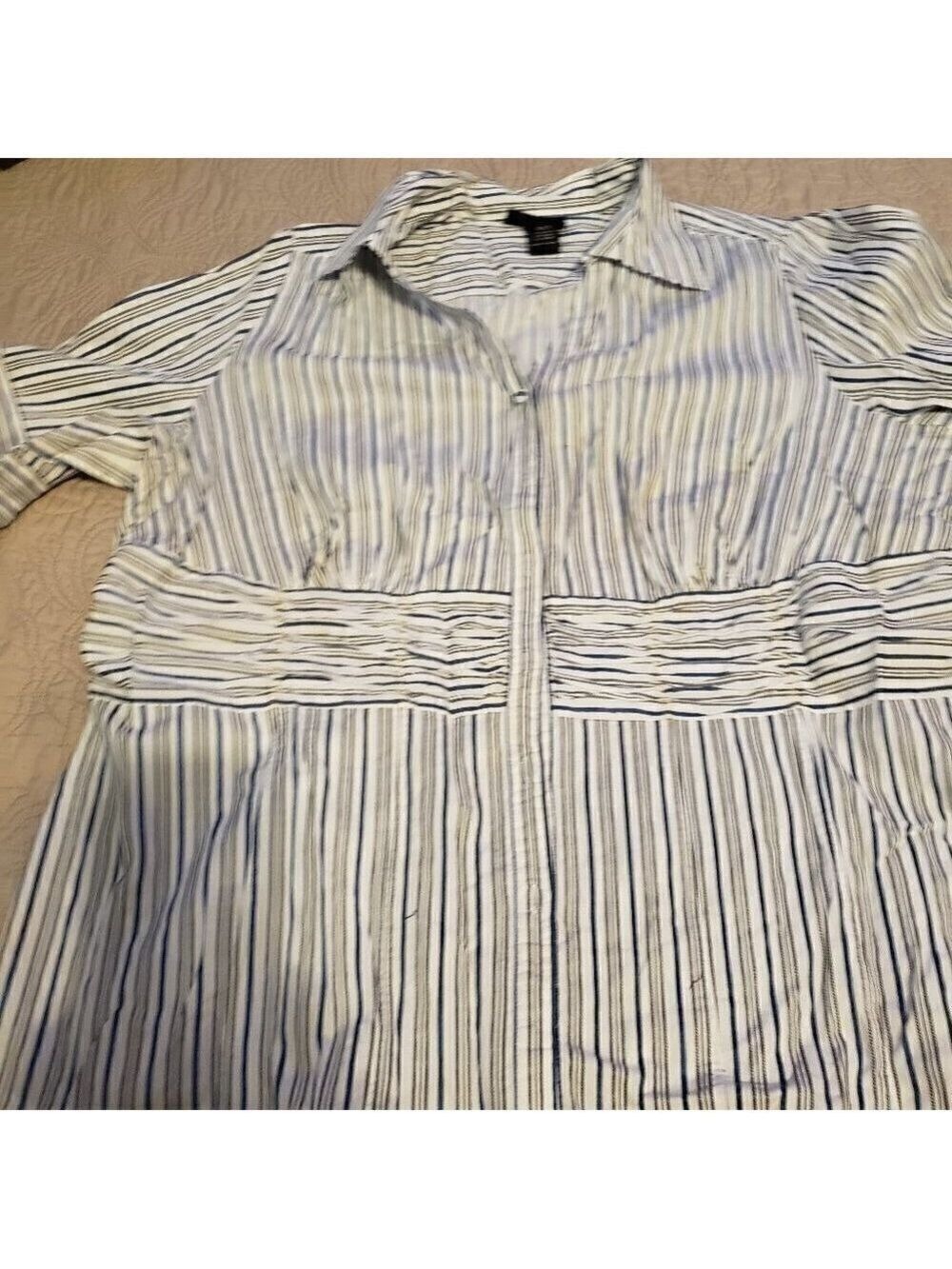 LANE Bryant Ruched Waist Button Front Blouse